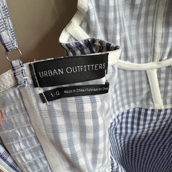 Urban Outfitters Blue & White Gingham Mini Dress Size L - Picture 10 of 10